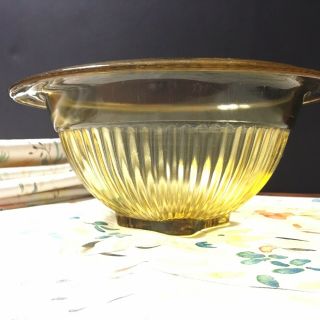 Vintage Ribbed Yellow Golden Glow Federal Glass Mixing Bowl With Wide Lip