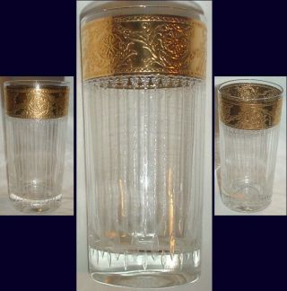 One Tyrol By Culver 22k Gold Band Etched Highball Glass