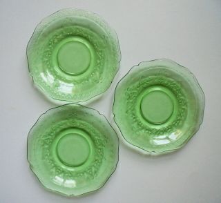 3 Patrician/spoke 6 " Sherbet/saucer Plates Green Federal Glass 1933 - 1937