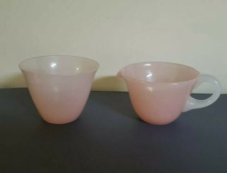 Unique Pink Smooth Glass Creamer And Sugar Set