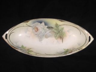 Vintage Antique Royal Rudlstadt Prussia Hand Painted Porcelain China Floral Dish