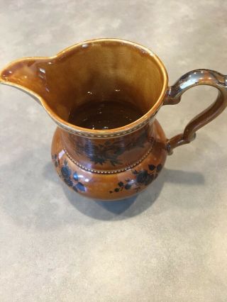 Vintage Lord Nelson Pottery England Brown Silver Flowers Ewer Pitcher Jug 2