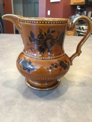 Vintage Lord Nelson Pottery England Brown Silver Flowers Ewer Pitcher Jug 5