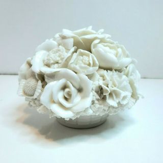 Vintage Hand Painted Porcelain White Flower Basket Japan Verithin Ardalt 6122