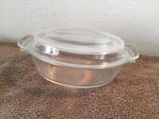 Vintage Fire King/ Anchor Hocking Clear Glass Casserole Dish/w Lid 1 1/2 Qrt