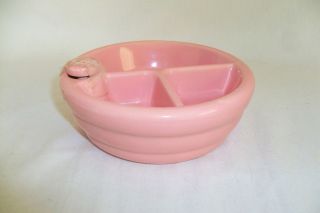 Vintage Pink Childrens Hot Water Warmer Divided Dish Plate With Stopper