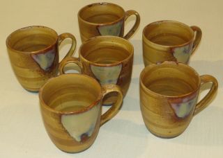 Sango Splash 4951 - Coffee Mugs - Set Of 6 - With Handle - Brown Drip Glaze