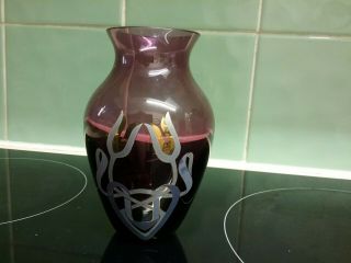 Caithness Amethyst Colour Art Nouveaux Style Vase