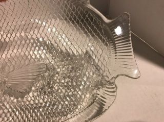 Vintage Clear Glass Fish Shaped Plate Serving Platter.  11 Inches Long.  MAN CAVE 3