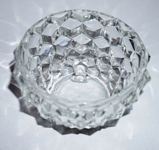 Vintage Jeannette Crystal Depression Glass 3 - toed Powder Jar Windsor Diamond Lid 2