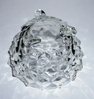 Vintage Jeannette Crystal Depression Glass 3 - toed Powder Jar Windsor Diamond Lid 3