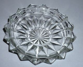 Vintage Jeannette Crystal Depression Glass 3 - toed Powder Jar Windsor Diamond Lid 5