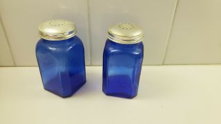 VTG COBALT BLUE DEPRESSION GLASS SHAKERS 3
