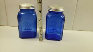 VTG COBALT BLUE DEPRESSION GLASS SHAKERS 4
