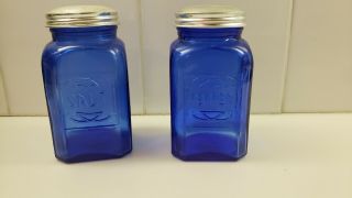 VTG COBALT BLUE DEPRESSION GLASS SHAKERS 5