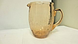 Older Crackle Glass Small Pink Pitcher - Applied Handle - Small Spout