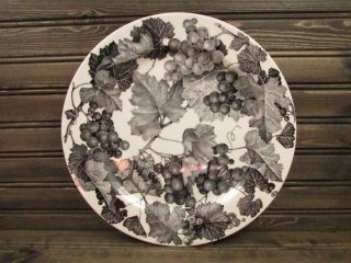 Cbl47 By Crate & Barrel Dinner Plate Charcoal Black Grapes And Leaves L261