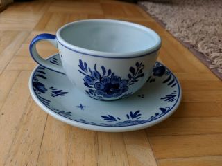 Delft ' s Blauw Raised Tulips Cup And Saucer 458 - - 4