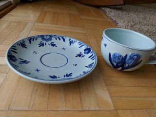 Delft ' s Blauw Raised Tulips Cup And Saucer 458 - - 5
