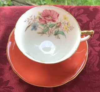 Aynsley Bone China Tea Cup And Saucer Made In England Orange 2529