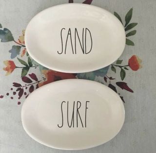 Rae Dunn By Magenta Surf And Sand Oval Plate Set " M "