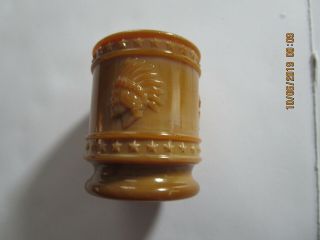 Bob St Clair Caramel Glass Bicentennial Toothpick Holder 1776 - 1976 With 3 Faces