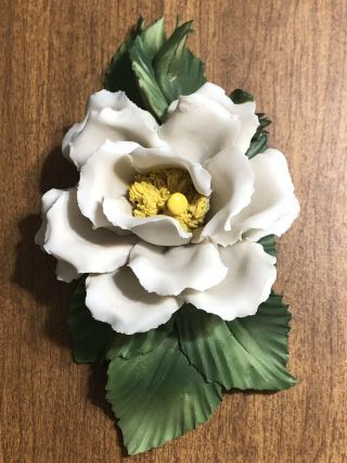 Napoleon White Porcellane Capodimonte Flower Rose Made In Italy