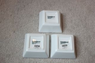 3 Crate & Barrel White Porcelain Square Deep Sauce Dishes 3.  25 