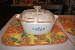 Vintage Corning Ware P 2 1/2 B Blue Cornflower Casserole Baking Dish With Lid