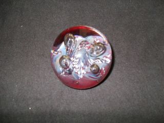 VINTAGE PAPER WEIGHT BURGANDY,  GRAY & SILVER 2
