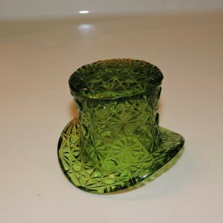 Vintage (fenton?) Top Hat Daisy & Button Green Depression Glass