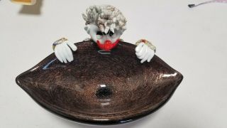 Clown Bowl Trinket Dish Hand Blown Glass Collectable Vintage