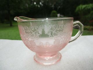 Poppy Florentine Pink Depression Glass Sugar Bowl