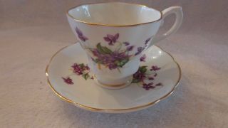 Royal Westminster English Bone China Tea Cup Saucer Purple Violets Gold Rim