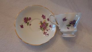 Royal Westminster English Bone China Tea Cup Saucer Purple Violets Gold Rim 5