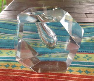 Vintage Large Heavy Glass Pen Holder &/or Paper Weight