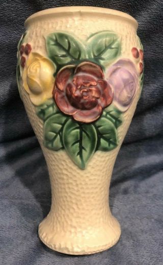 Roseville Rozane Pottery Roses Vase - 7 3/4” Tall