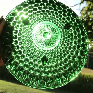 Vintage Emerald Green Glass Footed Bowl Dish 6 1/2”
