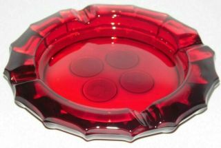 Vintage Fostoria Ruby Red Coin Glass Large Ashtray 7.  5 "