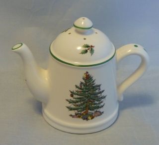 Spode England Christmas Tree Teapot Salt and Pepper Shakers Set 2