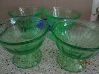 Vintage Depression Uranium Green Glass Desert Cups.  1.  00 Dollar.
