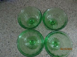 Vintage Depression Uranium Green Glass Desert Cups.  1.  00 Dollar. 2