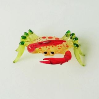 Blown Glass Handmade Ornament Marine Hand - Crafted Animals Figurine Crab Decor