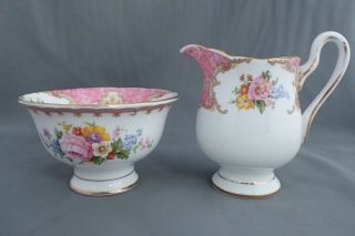 Royal Albert Lady Carlyle Porcelain Open Sugar Bowl And Creamer
