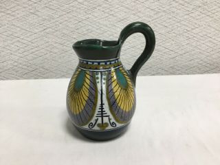 Vintage Art Deco Gouda Holland Hand Painted Pitcher 5 3/16 Inch Tall