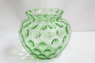 Art Deco Green Depression Glass 3d Bubbles Glass Fish Bowl