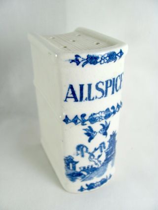 Blue Willow Japan Spice Jar,  3 - 1/4 ",  Allspice,  Book,  Shaker,  Container,  Vtg