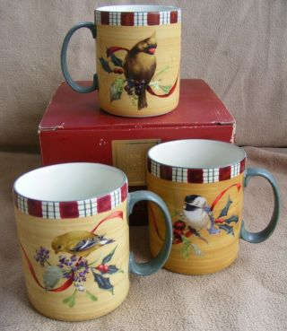 Lenox For The Holidays Winter Greetings Everyday Set Of 3 Bird Mugs