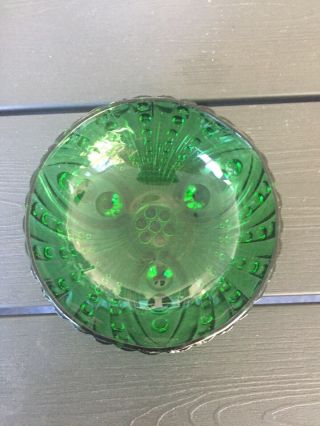 Vintage Green Footed Carnival Glass Bowl