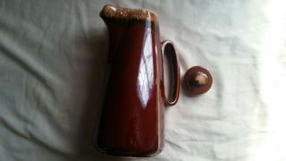 Vintage Hull Brown Drip Glaze Coffee Carafe Pitcher Oven Proof.  With Lid